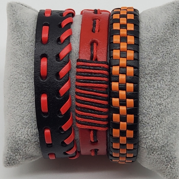 ❤️Unisex Trio of Leather Bracelets - Picture 1 of 4